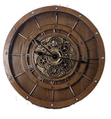 80 cm Zahnrad Wanduhr Bodensee aus Holz dunkelbraun animiert