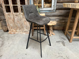Tabouret de bar avec poignée microfibre Köln en 3 couleurs Anthracite Cognac-Marron Vert