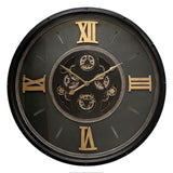 120 cm Chiemsee XXL Wanduhr schwarz gold  mit Zahnrädern