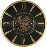 Horloge murale vintage Jena 80 cm avec engrenages or anthracite