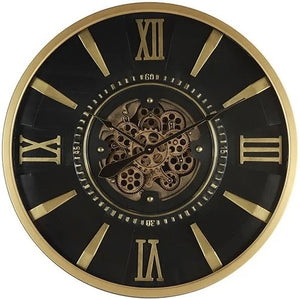 80 cm Jena Vintage Wanduhr mit Zahnrädern gold anthrazit