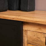 TV Lowboard Bombay Mangoholz natur massiv Industrial Style Schrank 200 cm