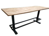 Table de bar Düsseldorf chêne massif pur 160 à 240 cm, épaisseur 3 cm, bois huilé avec pied colonne en métal noir, 5 tailles