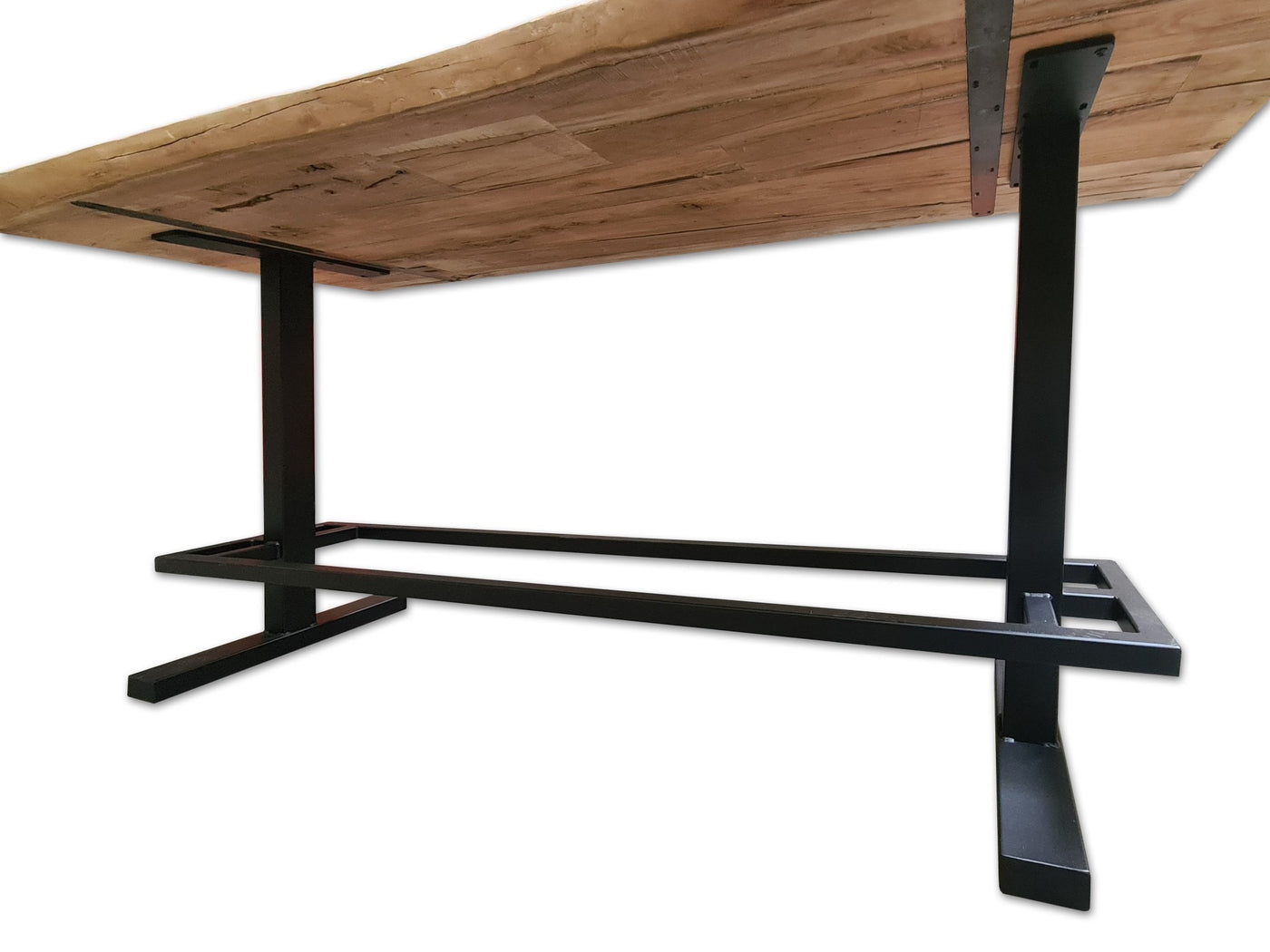 Table de bar Düsseldorf chêne massif pur 160 à 240 cm, épaisseur 3 cm, bois huilé avec pied colonne en métal noir, 5 tailles