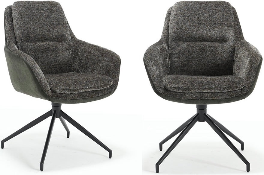 Chaise de salle à manger pivotante à 360 degrés avec accoudoirs Dave tissu Dallas Bi-Color en 5 coloris