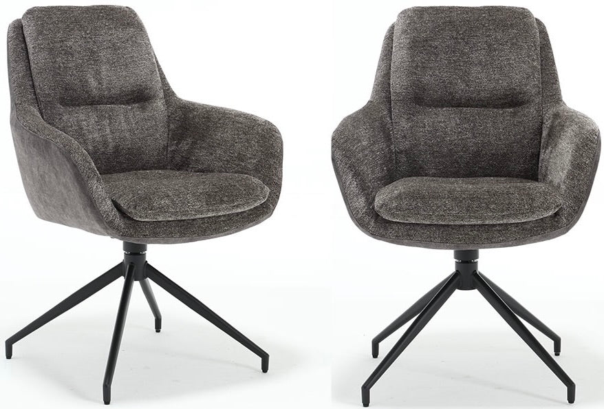 Chaise de salle à manger pivotante à 360 degrés avec accoudoirs Dave tissu Dallas Bi-Color en 5 coloris