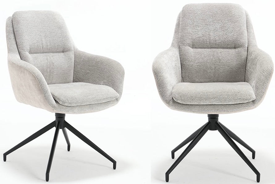 Chaise de salle à manger pivotante à 360 degrés avec accoudoirs Dave tissu Dallas Bi-Color en 5 coloris