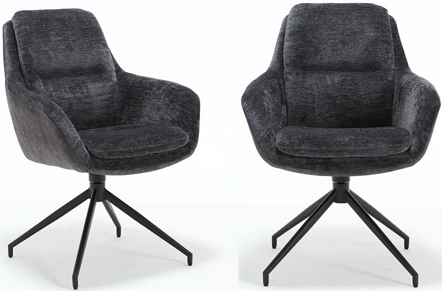 Chaise de salle à manger pivotante à 360 degrés avec accoudoirs Dave tissu Dallas Bi-Color en 5 coloris