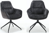 Chaise de salle à manger pivotante à 360 degrés avec accoudoirs Dave tissu Dallas Bi-Color en 5 coloris
