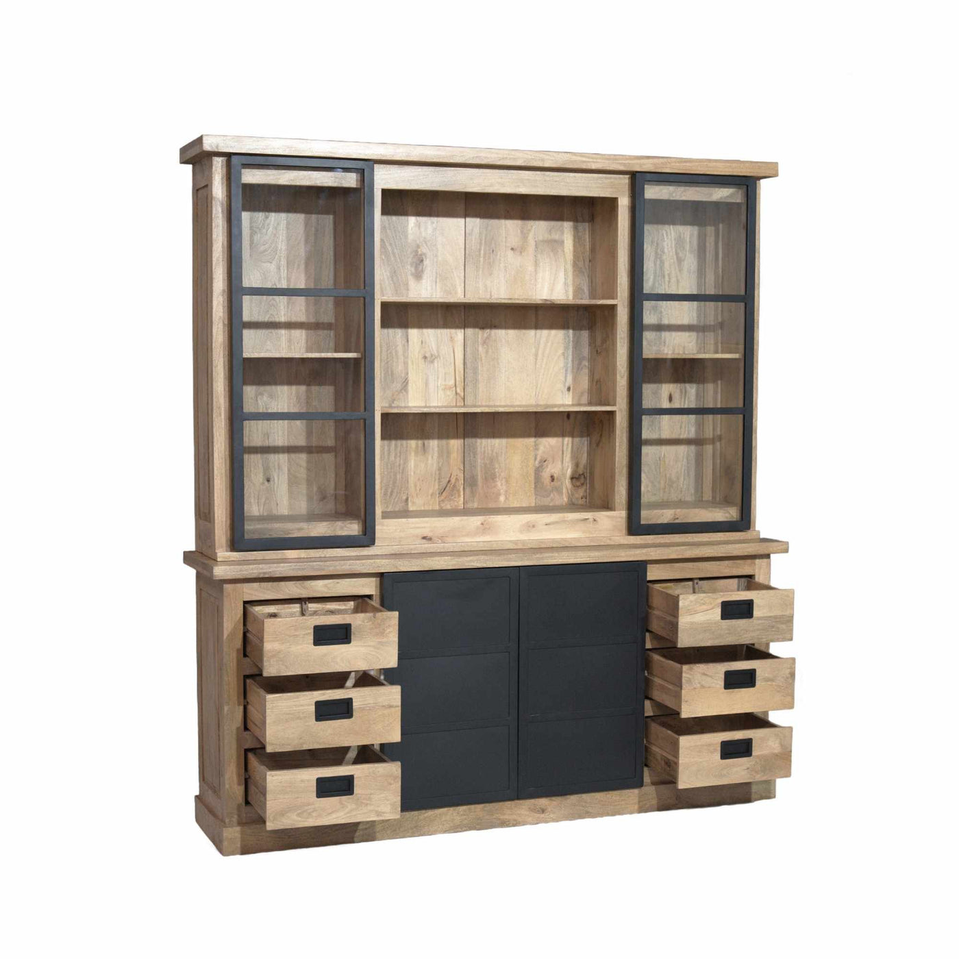 XXL Buffetschrank Bombay Mangoholz natur massiv Industrial Style 200 cm