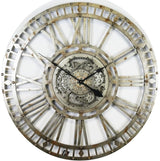 110 cm Finn XXL Wanduhr mit Zahnrädern Metall silber grau Industrial