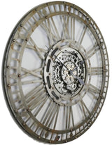110 cm Finn XXL Wanduhr mit Zahnrädern Metall silber grau Industrial