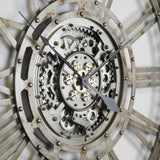 110 cm Finn XXL Wanduhr mit Zahnrädern Metall silber grau Industrial