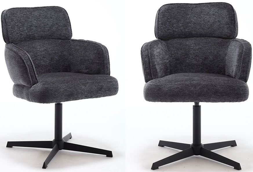 Drehbarer 360 Grad Esszimmer Stuhl Max Armlehnenstuhl Stoff Retro Bliss in 4 Farben
