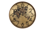 Goldene Welt Zahnrad Wanduhr 80 cm braun animiert drehend