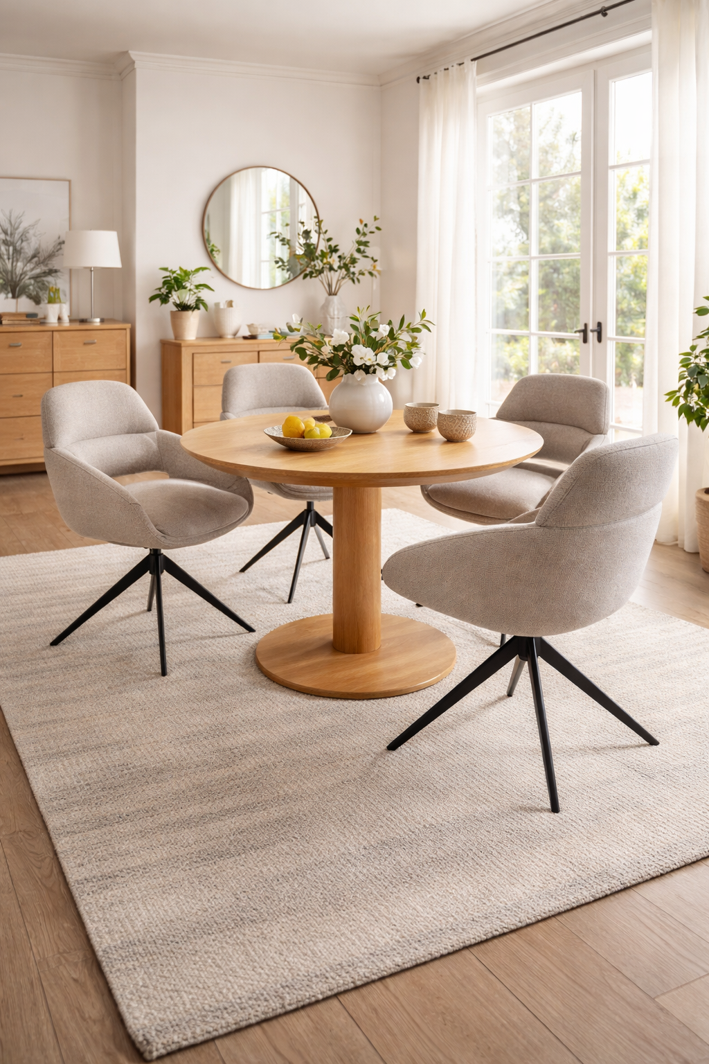 Drehbarer Esszimmer Stuhl Martin Mikrostoff in 4 Farben hellgrau beige taupe graugrün