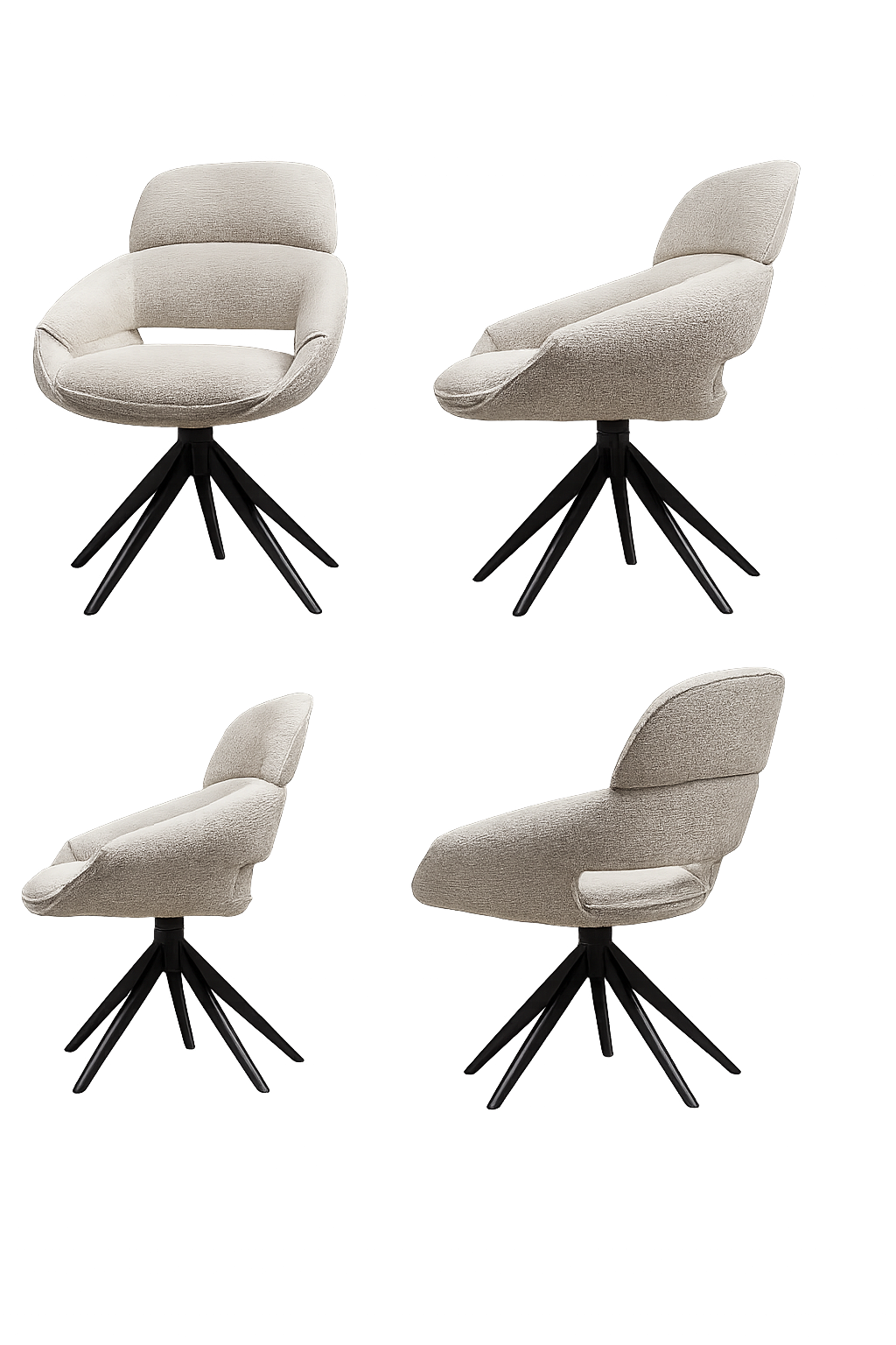 Drehbarer Esszimmer Stuhl Martin Mikrostoff in 4 Farben hellgrau beige taupe graugrün