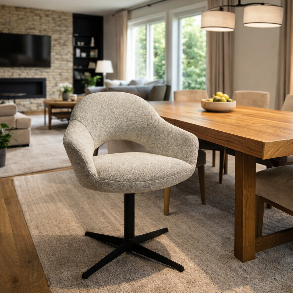 Drehbarer Esszimmer Stuhl Emily Mikrostoff in 3 Farben grau beige grün