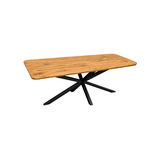 Dänisch Oval Design Esstisch Eiche massiv 3 - 200 bis 240 cm geölt mit Spider Gestellset schwarz Schweizer Kante