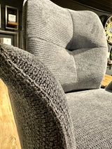 Drehbarer Esszimmer Stuhl Lars mit Armlehnen Aragon Stoff in 6 Farben Rose Champagne Gelb Braun Grau Blau