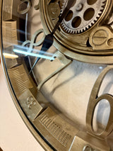 Wanduhr Brüssel 55 cm mit Animation antik-silber messing drehende Zahnräder Industrial Zahnräder