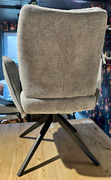 Drehbarer Esszimmer Stuhl Lars mit Armlehnen Aragon Stoff in 6 Farben Rose Champagne Gelb Braun Grau Blau
