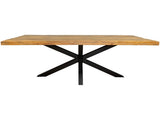 Table de salle à manger Denber en bois de manguier de 160 à 300 cm en 6 cm avec piètement araignée