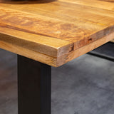 Table de salle à manger Denber en bois de manguier de 160 à 300 cm en 6 cm avec piètement araignée