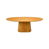 Esstisch Eiche Oval mit Schweizer Kante massiv 200 bis 300 cm geölt mit Holzgestell