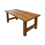 Esstisch Eiche rustikal 220 cm mit Holzgestell Set braun-schwarz