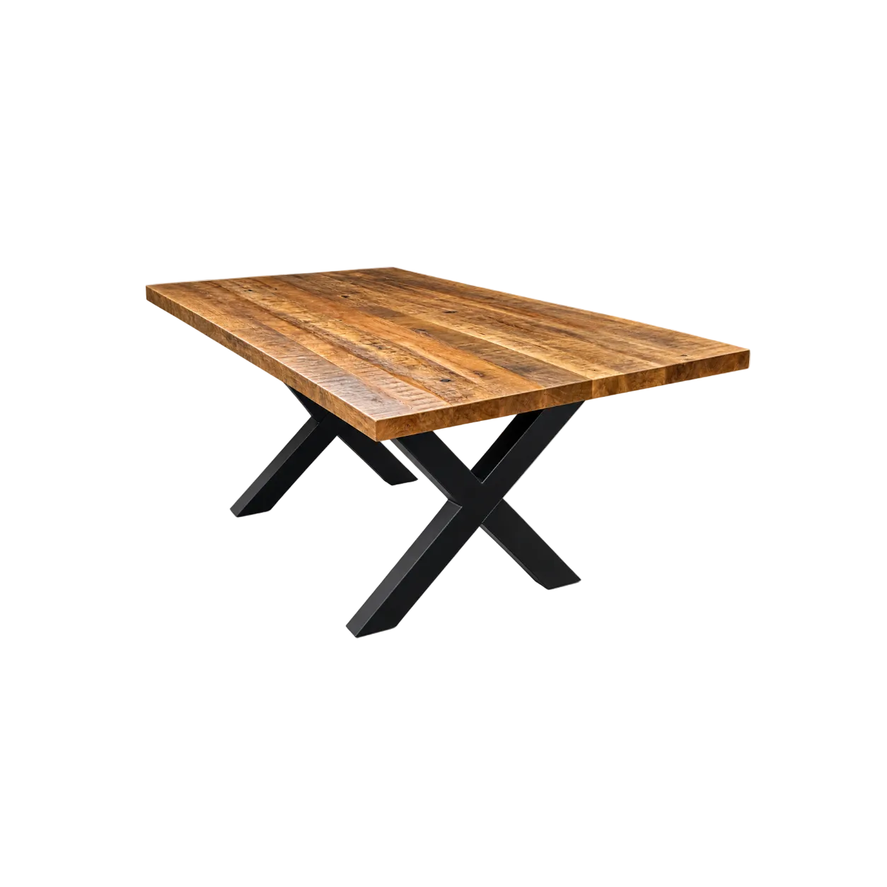 4 cm Esstisch Bombay Mango 160 bis 240 Holz mit X Metall Gestell schwarz massiv 5 Größen