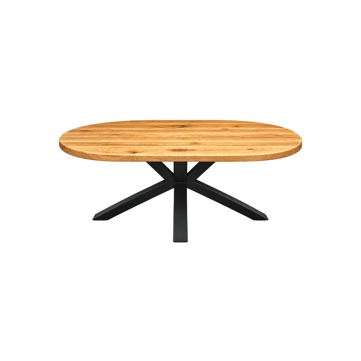 Esstisch Osnabrück Eiche massiv 200 cm in 4 cm Dicke Holz geölt mit Spider Metall Gestell schwarz