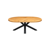 Esstisch Osnabrück Eiche massiv 200 cm in 4 cm Dicke Holz geölt mit Spider Metall Gestell schwarz