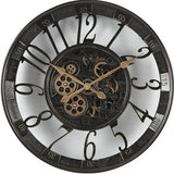Wanduhr Frankfurt 55 cm mit Animation antik schwarz Zahnrad Industrial Zahnräder
