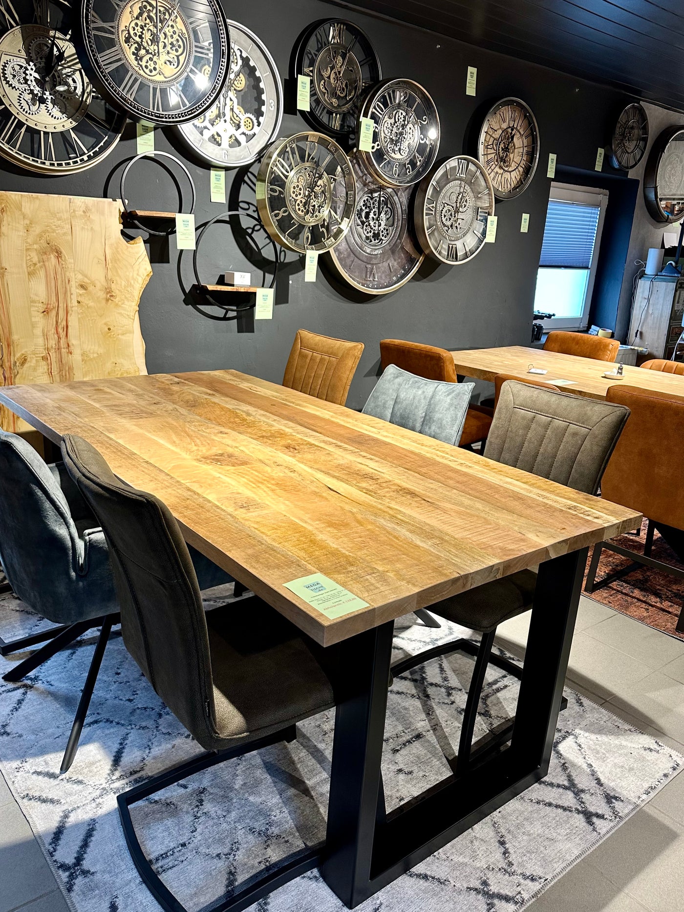 4 cm Esstisch Jakarta Mango 160 bis 240 Holz mit U Metall Gestell massiv 5 Größen