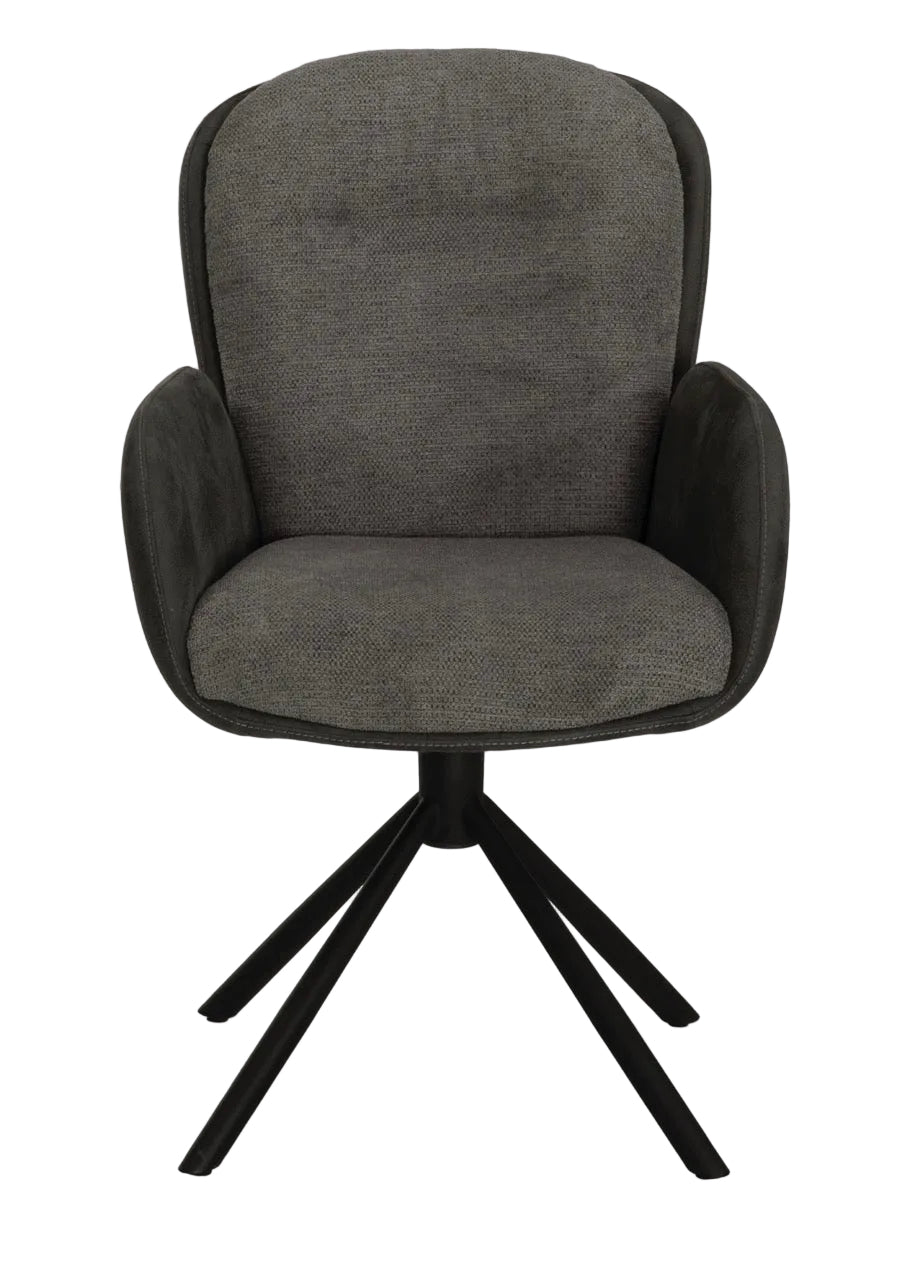Drehbarer Esszimmer Stuhl Longford Mikrostoff in 3 Farben Anthrazit Beige Grau