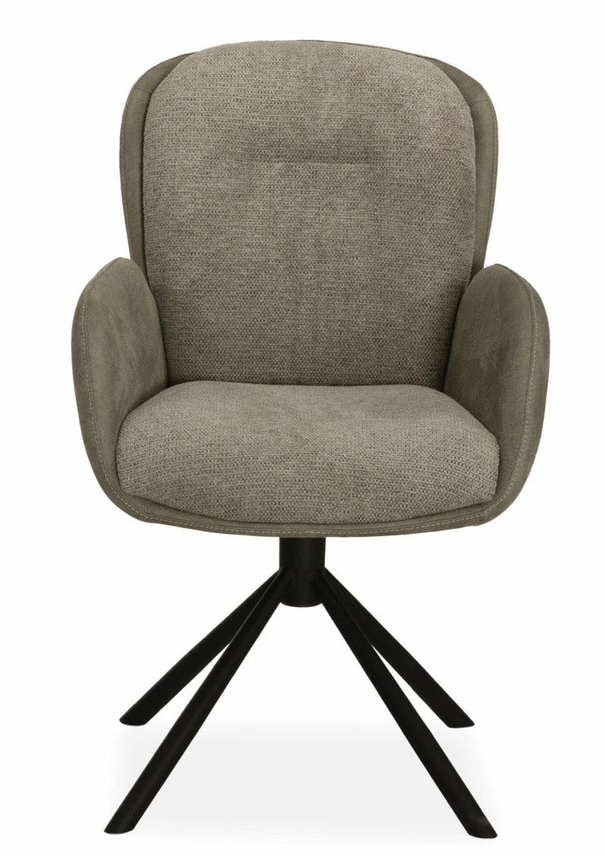 Drehbarer Esszimmer Stuhl Longford Mikrostoff in 3 Farben Anthrazit Beige Grau