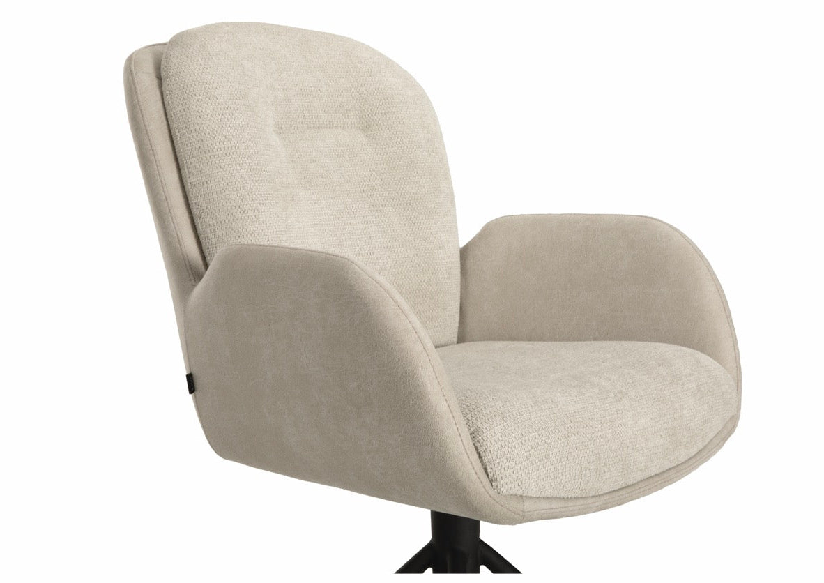 Drehbarer Esszimmer Stuhl Longford Mikrostoff in 3 Farben Anthrazit Beige Grau