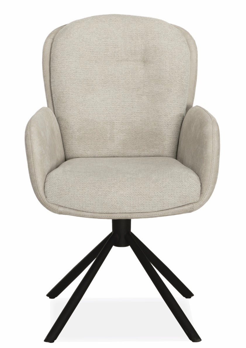 Drehbarer Esszimmer Stuhl Longford Mikrostoff in 3 Farben Anthrazit Beige Grau