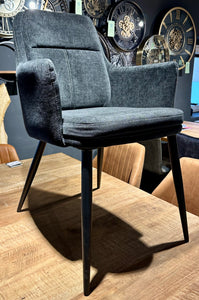 Armlehnen Stuhl Don Stoff in 3 Farben Ash-Grau Schwarz und Toffee-Beige