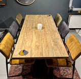 Plateau de table en teck Serang, bord droit de 5 cm, en 180, 200, 220, 240, 260, 280 et 300 cm