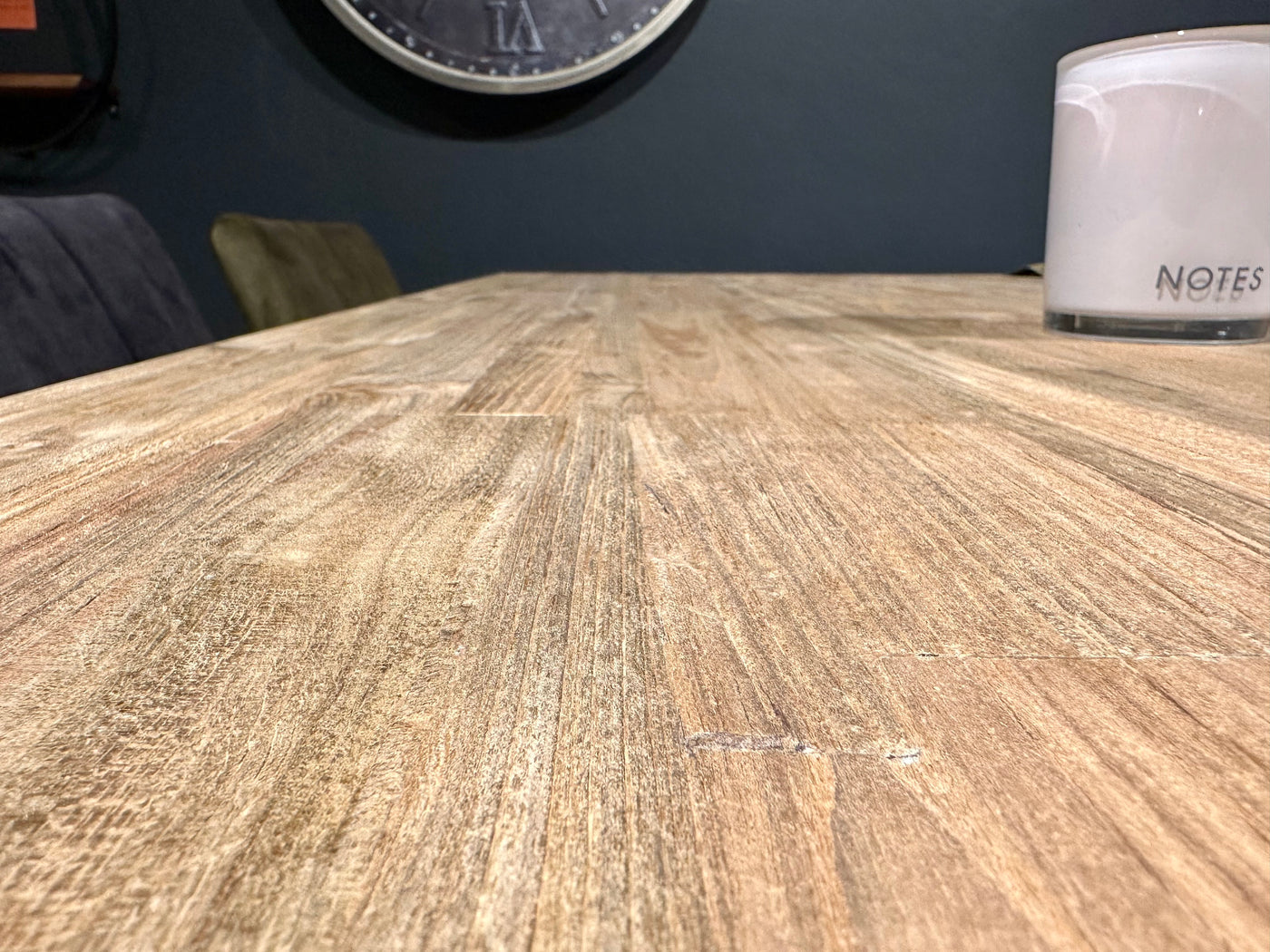 Plateau de table en teck Serang, bord droit de 5 cm, en 180, 200, 220, 240, 260, 280 et 300 cm