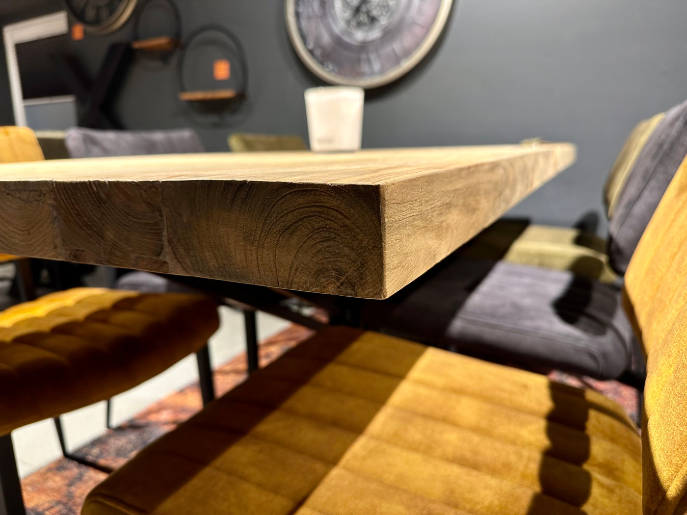 Plateau de table en teck Serang, bord droit de 5 cm, en 180, 200, 220, 240, 260, 280 et 300 cm