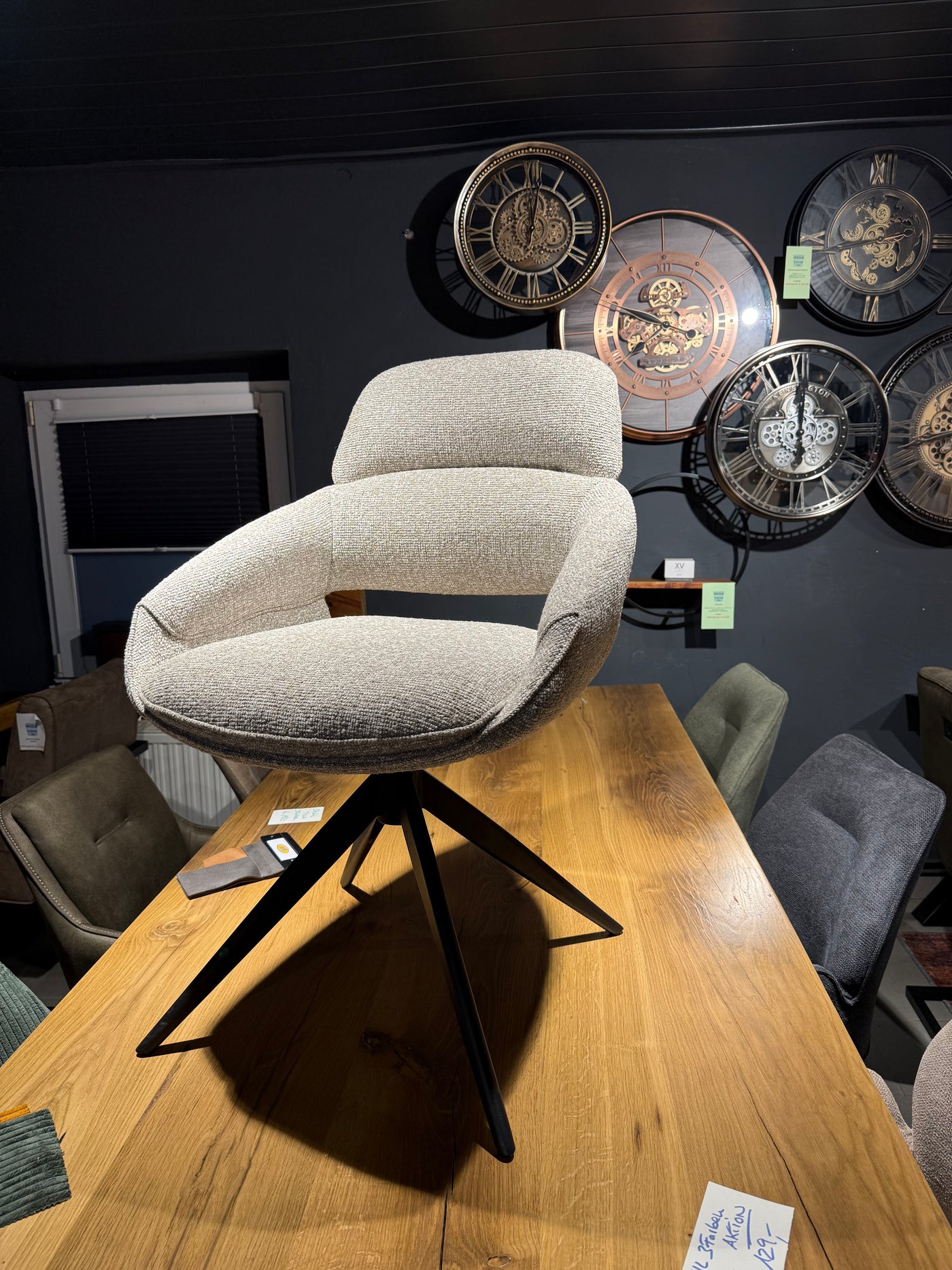 Drehbarer Esszimmer Stuhl Martin Mikrostoff in 4 Farben hellgrau beige taupe graugrün