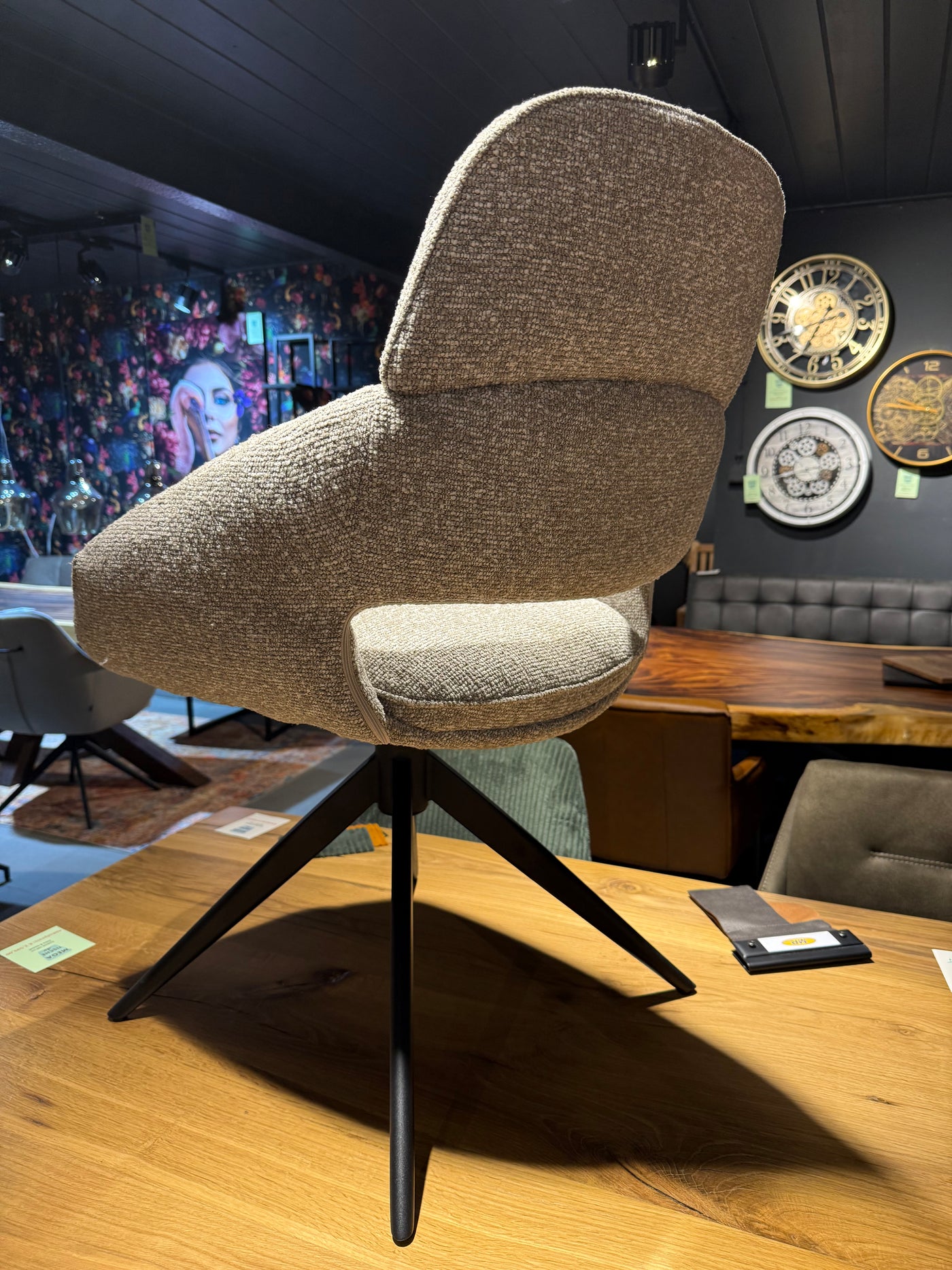 Drehbarer Esszimmer Stuhl Martin Mikrostoff in 4 Farben hellgrau beige taupe graugrün