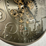 Shelton 60 cm Wanduhr Zahnrad Zählwerk Animation silber grau