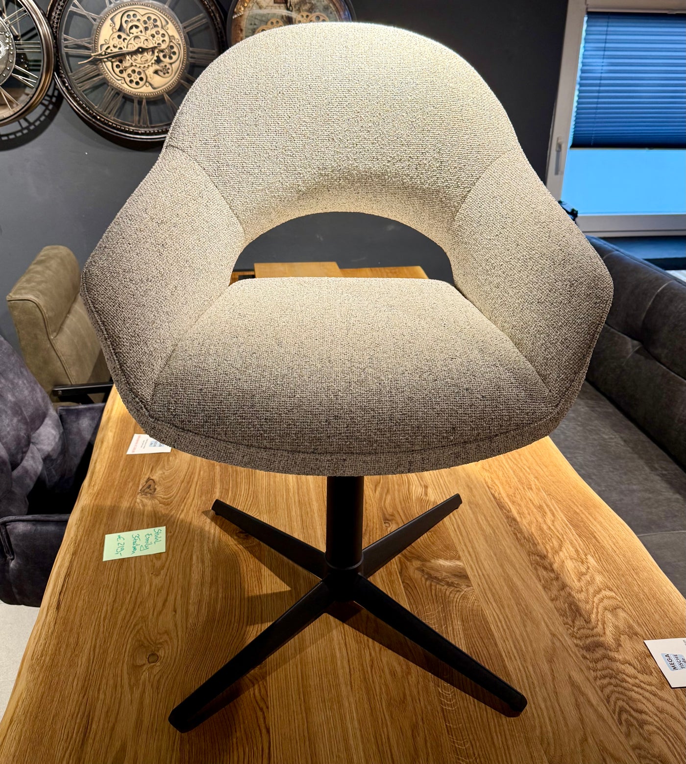 Drehbarer Esszimmer Stuhl Emily Mikrostoff in 3 Farben grau beige grün