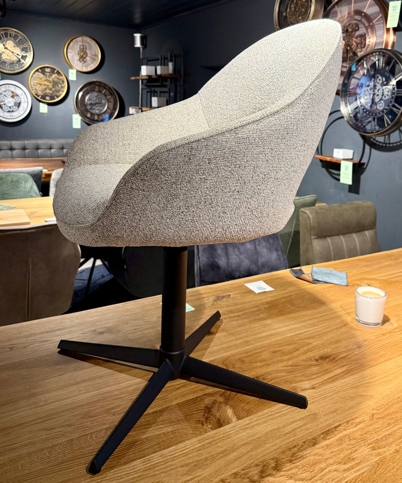 Drehbarer Esszimmer Stuhl Emily Mikrostoff in 3 Farben grau beige grün