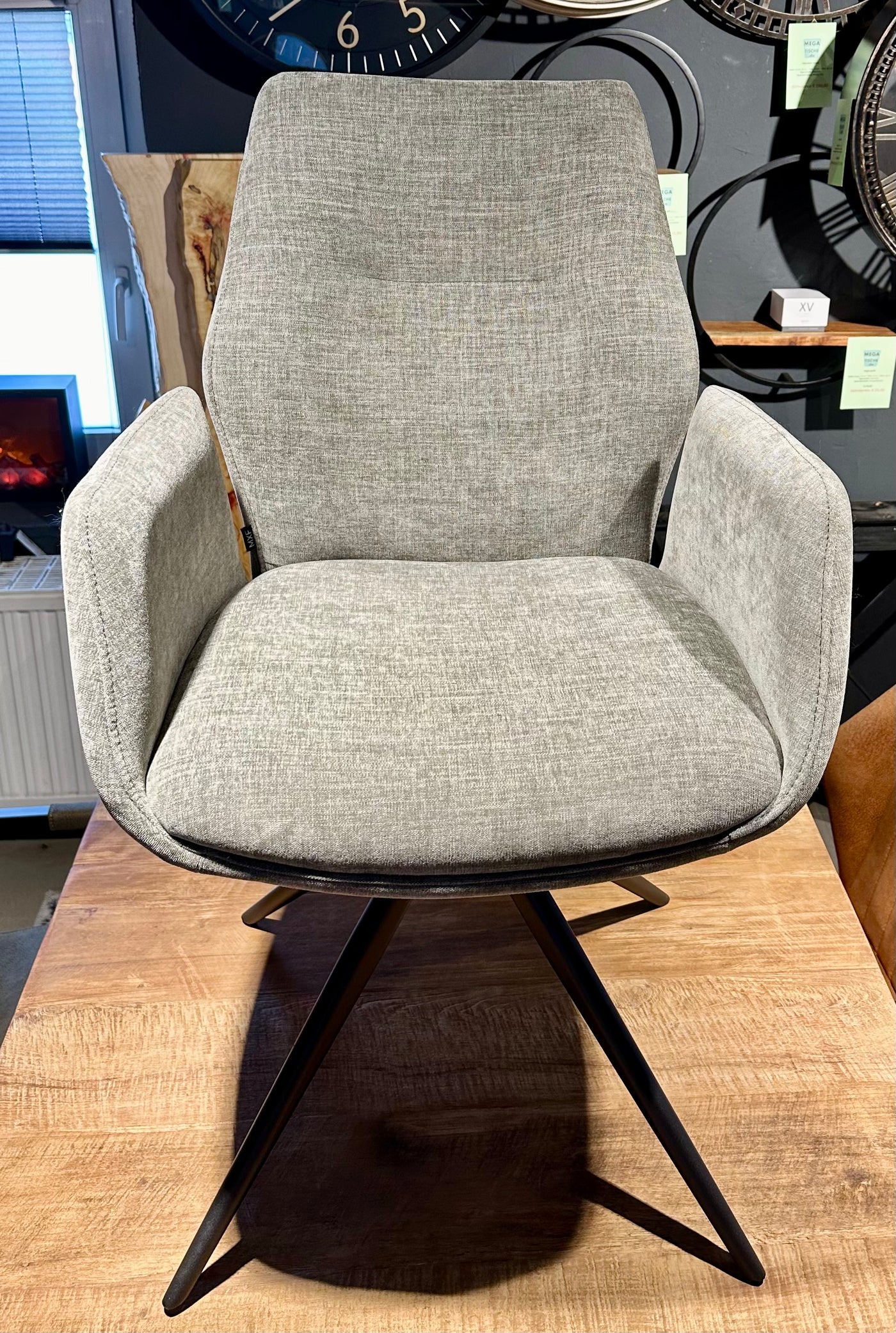 Drehbarer Esszimmer Stuhl Pueblo Mikrostoff in 3 Farben Schwarz-Anthrazit Silbergrau Beige
