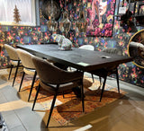 Table à manger Denber, manguier noir, 160 à 300 & 6 cm avec piètement araignée
